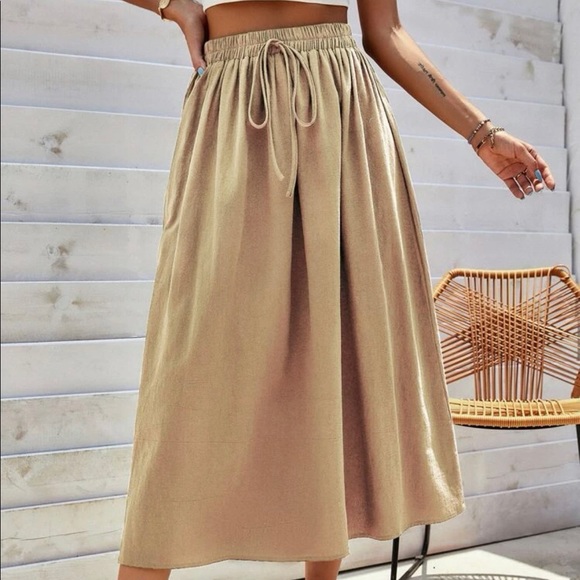 NEW Solid Tie Front A-Line Skirt - Picture 3 of 5